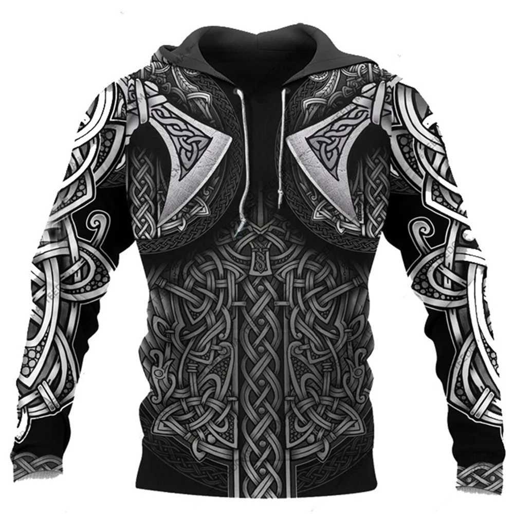 Fashionable 3D printed knight medieval armor mens hoodie knight Templar Harajuku hoodie sportswear unisex casual jacket zipper W240921