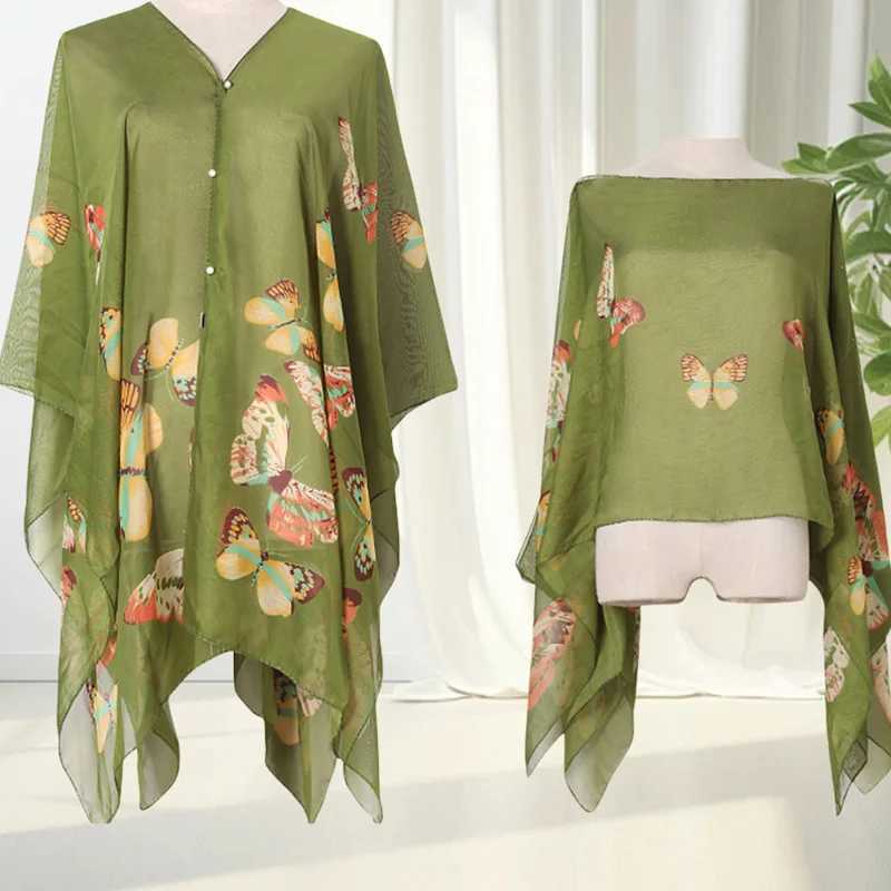 Womens Chiffon Sunscreen Shawl Fashion Printed Polyester Outdoor Beach Loose Top Multi Color Summer Scarf W240921