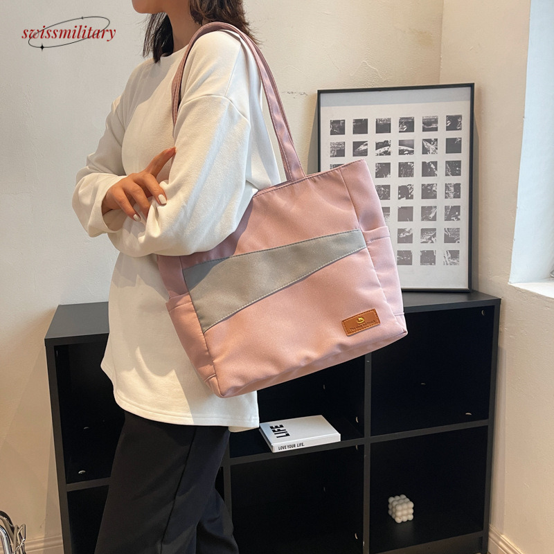 Work commuting large capacity canvas hand-held cloth single shoulder tote bag, autumn and winter feminine style new bag #19 Swissmilitary