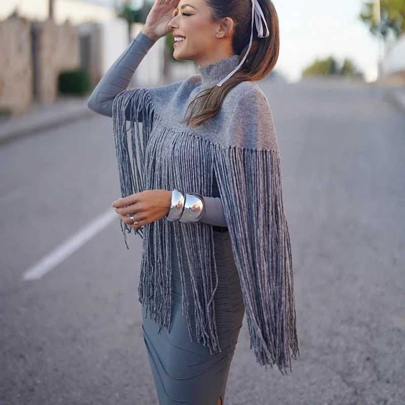 2023 New Womens Tassel Open Coat Edge Raincoat Solid Coat Bohemian Shawl W240921
