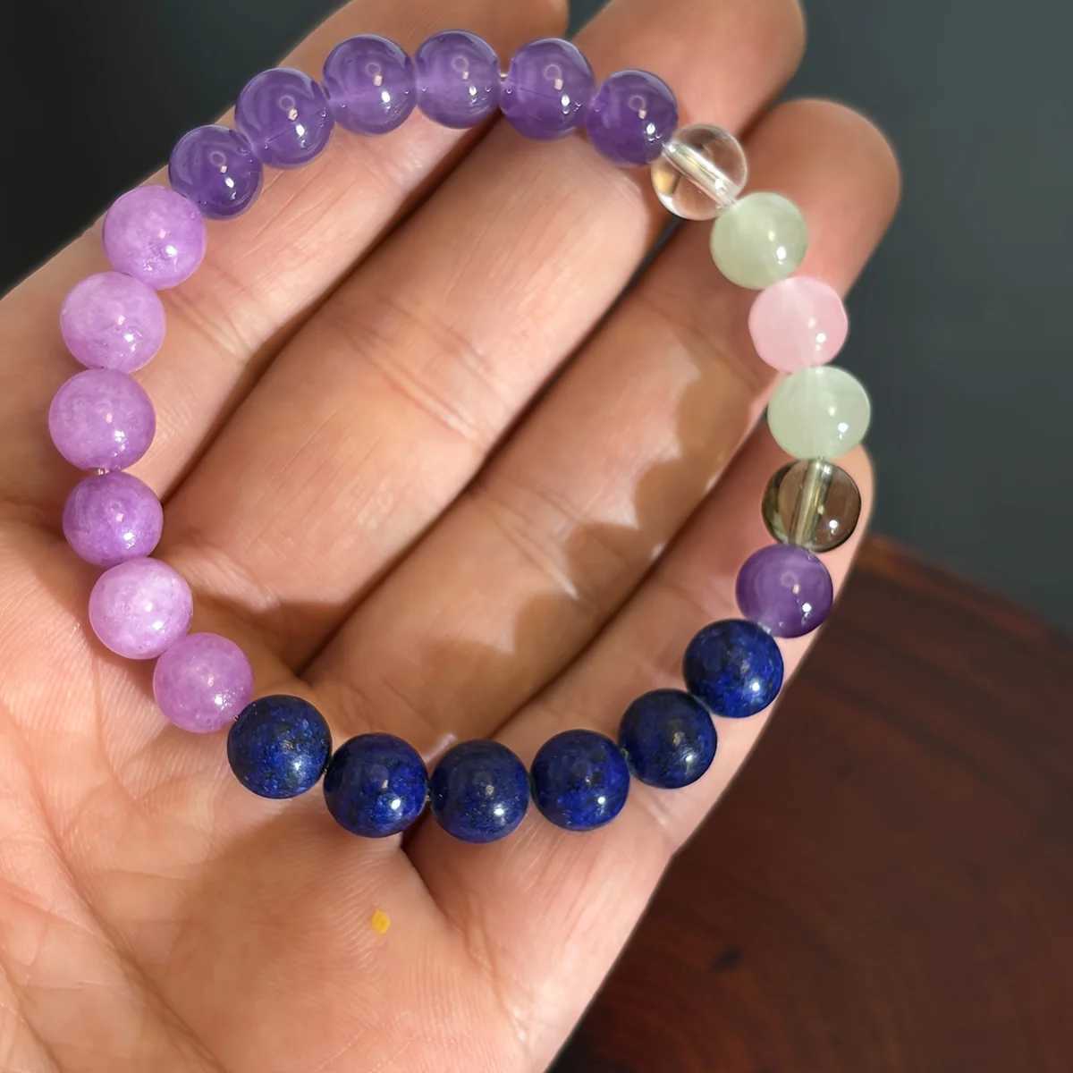 1pc/Anti-Anxiety Stress Reduction Crystal Bracelet Sodalite Fluorite Amethyst Lepidolite - 8mm Stone Jewelry GiftX240921