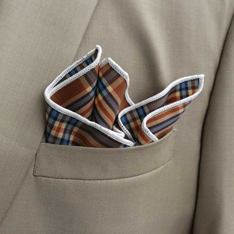 23cm Luxury Grey Wool Pocket Square For Men Vintage Plaid Striped Handkerchief Soft Skinny Hanky Banquet Cravat Suit AccessoriesX240921