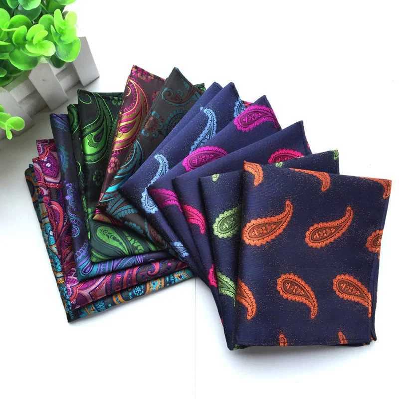 Classic Paisley Floral Anchor Handkerchief Silk Satin Mens Hanky Fashion Classic Wedding Party Pocket Square HankyX240921