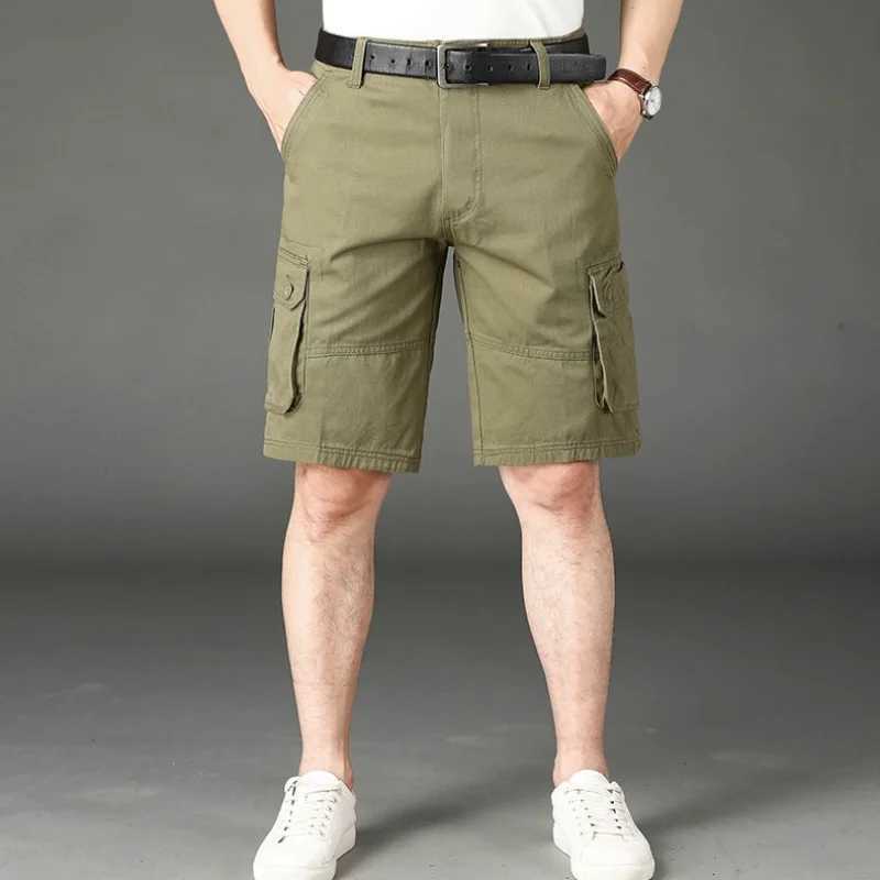 Khaki Half Mens Cargo Shorts Solid Male Bermuda Short Pants Big and Tall Designer Jogger Baggy New In Homme Jorts Cotton LuxuryX240921