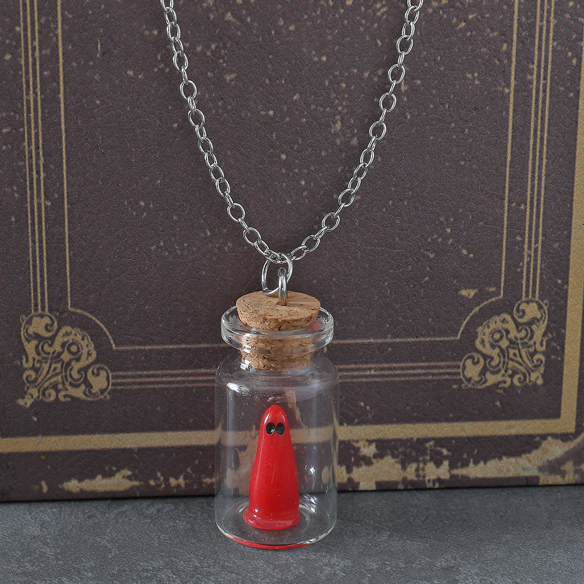 Halloween Drift Bottle Luminous Ghost Necklace Ornament Free shipping
