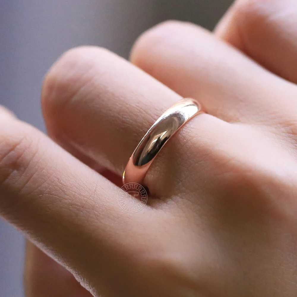 4MM Simple Smooth Rings For Women Men 585 Rose Gold Color Anti-allergy Couple Ring Wedding Fine Jewelry Anniversary Gift GR75X240921
