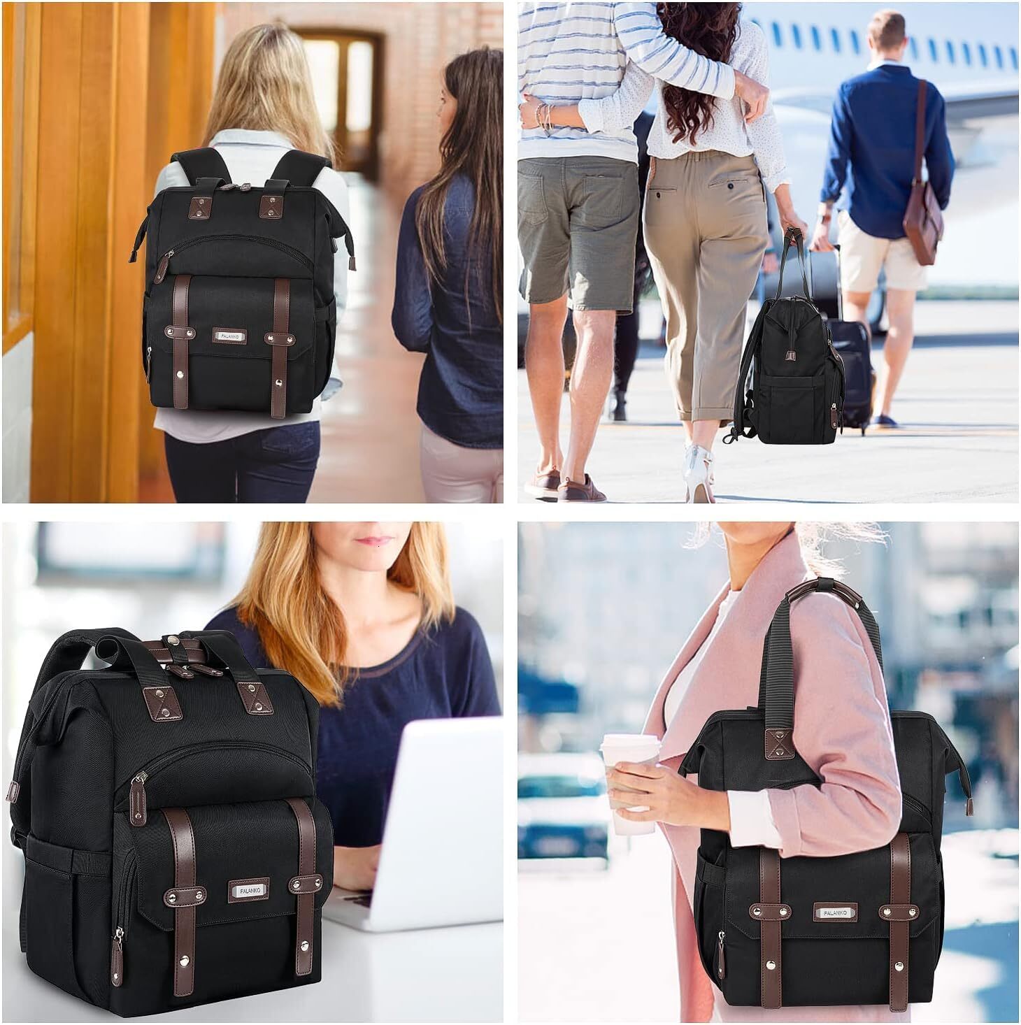Laptop For Women, Work Doctor Teacher Nurse Wide Open College Inch Laptops Backpack Purse with USB Charging Port, Travel Water Resistant