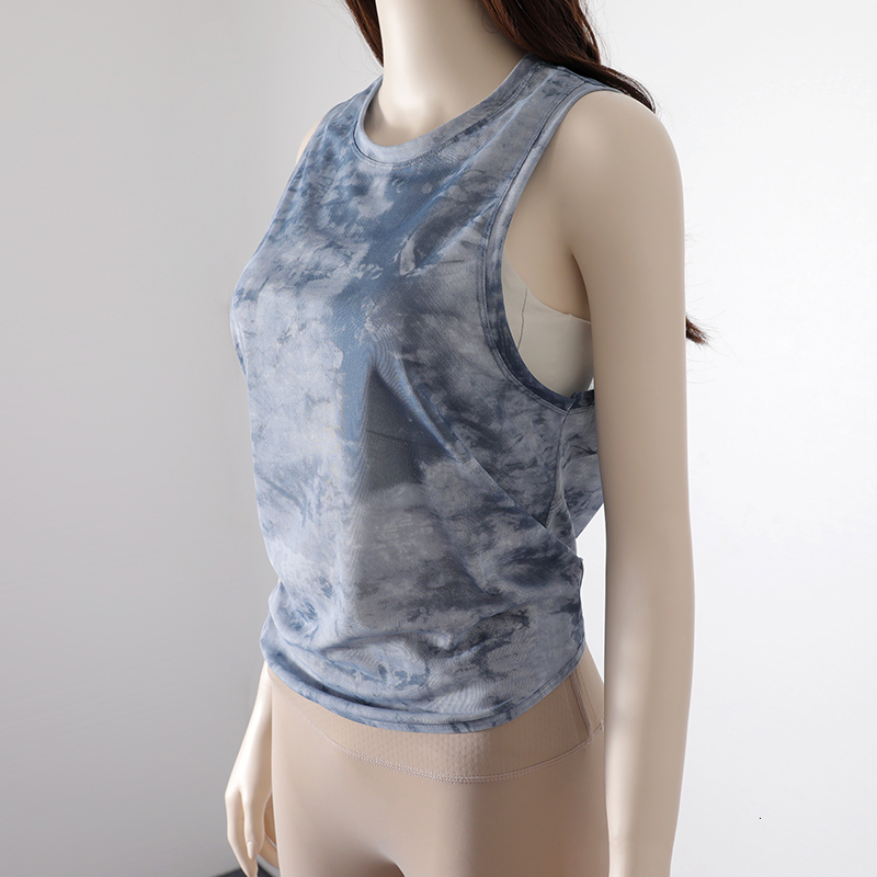 Back Up Workout Tank Top Tie Dyed Breathable Gym Fiess Sports Shirts Sleeveless