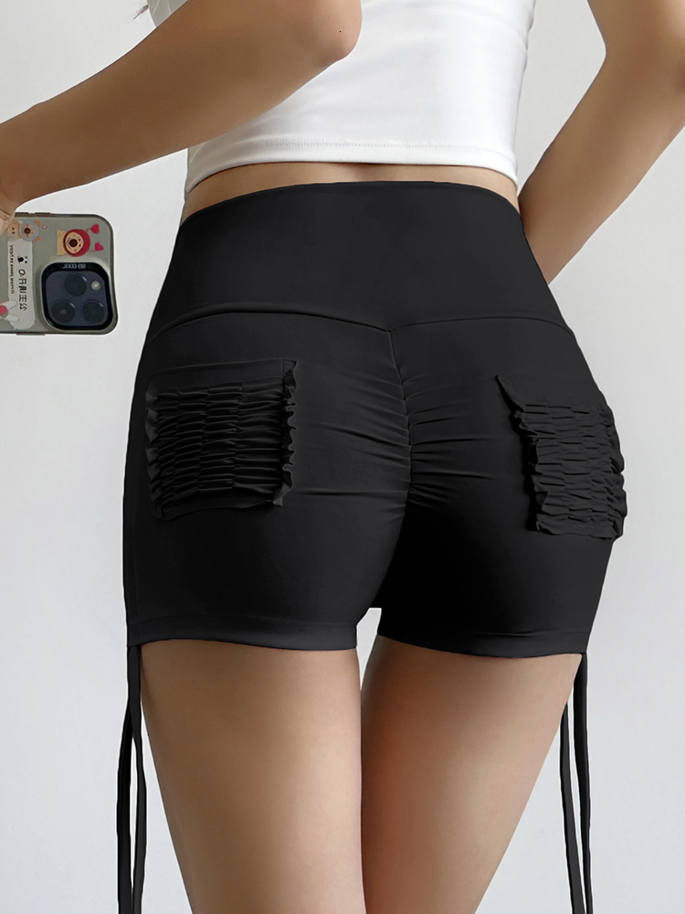 2024 New Workout Fiess Training High Waist Scrunch Butt Seamless Sports Yoga Biker Shorts With Drawstring For Women