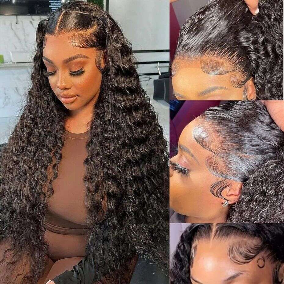 13x4 13x6 Deep Transparent Lace Frontal Wigs Brazilian Human Remy Curly Hair For Black Women Water Wave On Sale