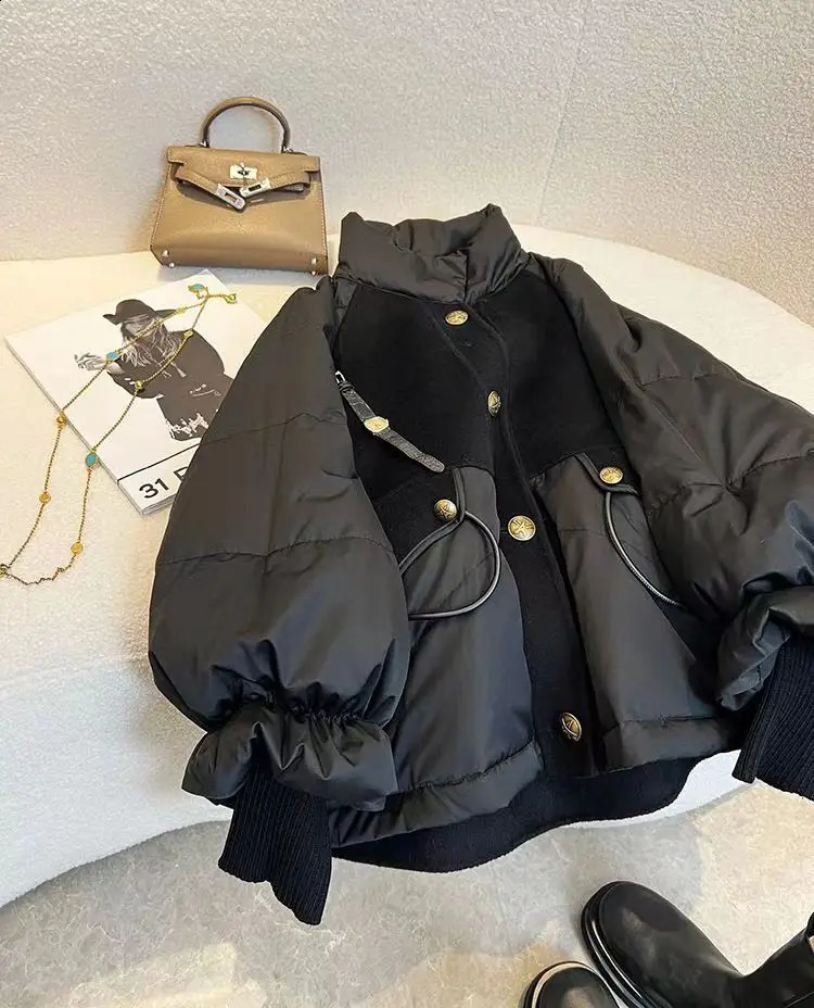 2024 Winter Large Size Parka Cotton Down Jacket High-Quality Thick Patchwork Jacket Black Zipper Coat Women 240914