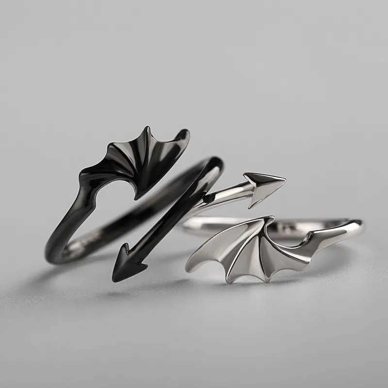 Korean Personality Simple Wing Geometry Ring Couple Open Adjustable Index Finger Ring For Woman Fine Jewelry AccessoriesX240921
