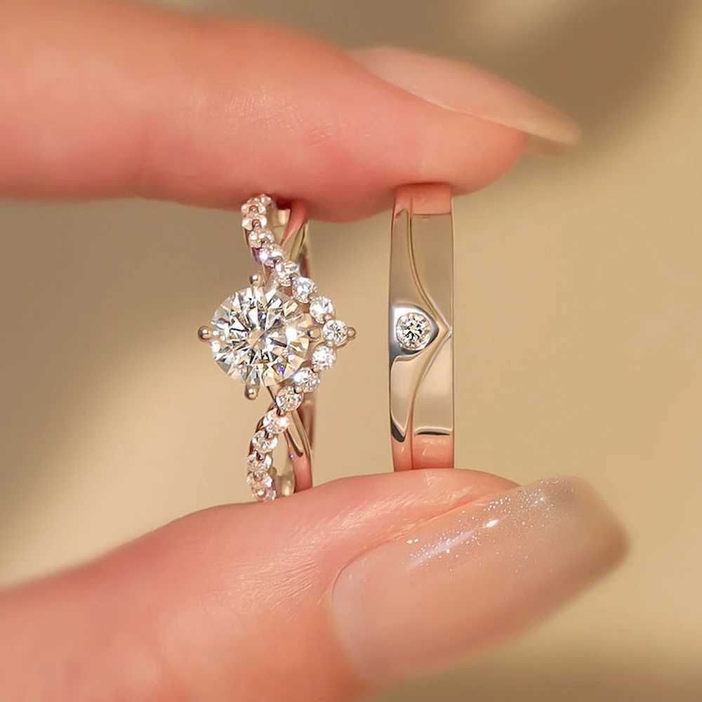 2024 Hot Sale 1 Pair Adjustable Copper Plated Platinum Couple Ring Men Women Overlap Opening Finger Jewelry Drop ShippingX240921