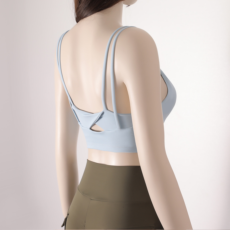 Sexy High-Strength Women's Sports Bras With Pads U-Neck Twisted Back Hollow Yoga Bra