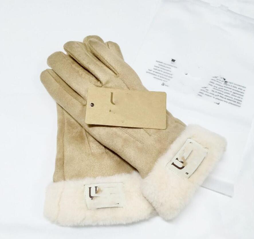 Five Fingers Winter Men Leather Designer Cashmere Glove High Grade Buckin Fashion Classic Hardware Men Outdoor Drive Gloves