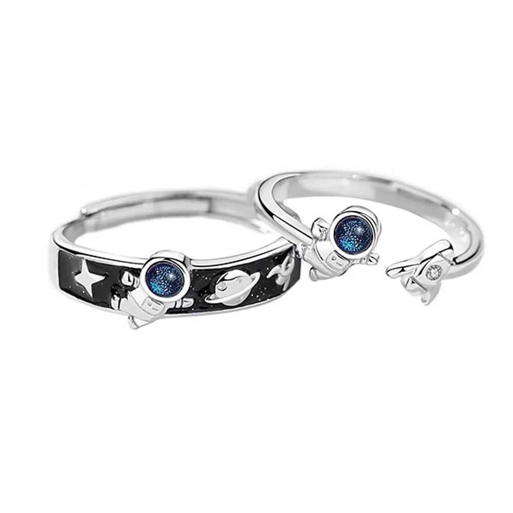 Astronaut couple ring a pair of trendy personality open rings birthday gifts astronauts simple romantic pair ringsX240921