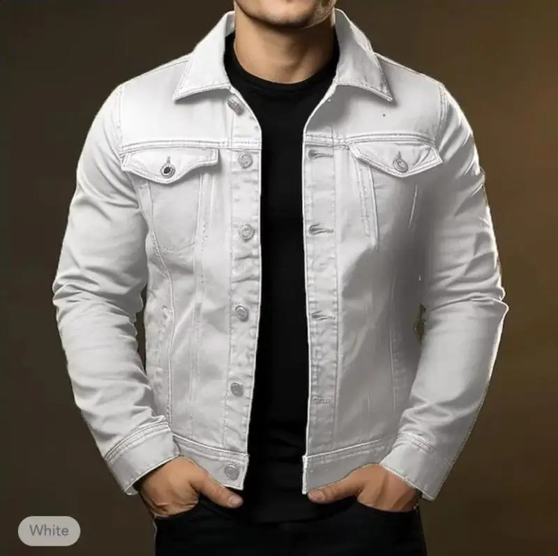 Mens fashionable casual jacket washed denim top autumn loose large mens 240921