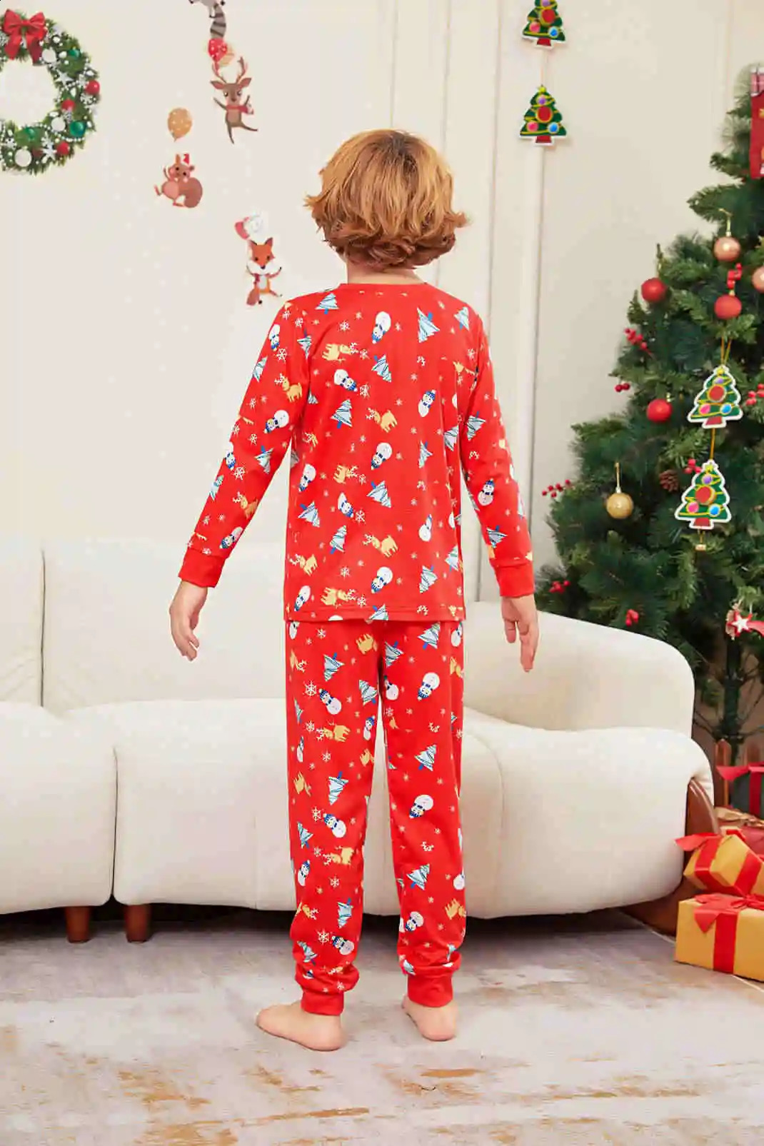 Christmas Childrens Clothing Set Cute Soft 2 Pieces Suit Homewear for Baby Girls Boys Cartoon Print Kids Pajamas Xmas Gift Look 240919