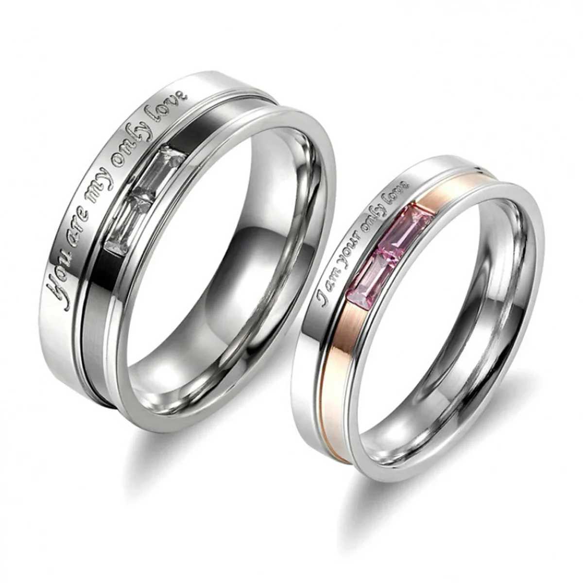 Fashion Couple Ring Charm Stainless Steel Couple Rings Zircon Men Women Wedding Rings Male Jewelry GiftsX240921