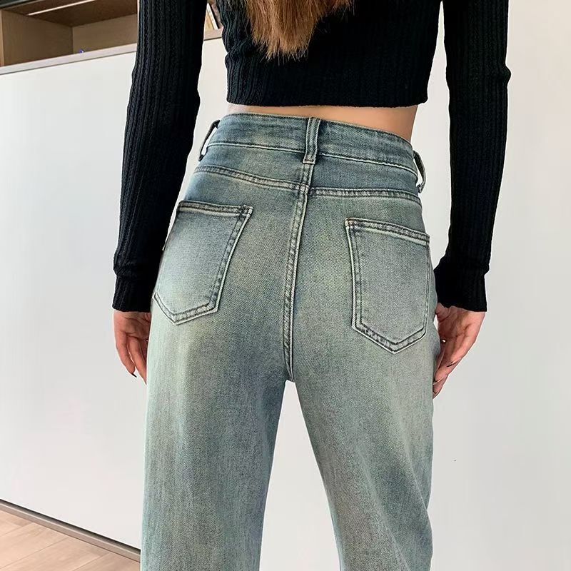 womens jeans designer pants women fashion embroidered letters graphic long Jeans high waist loose wide leg Pants denim trousers Free