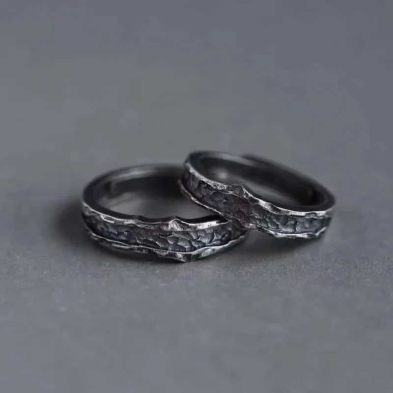 1 Pair New Trendy Abyss Couple Ring Simple Personality Cold Wind Ring Retro Old Student Men and Women Couple Ring Jewelry GiftX240921