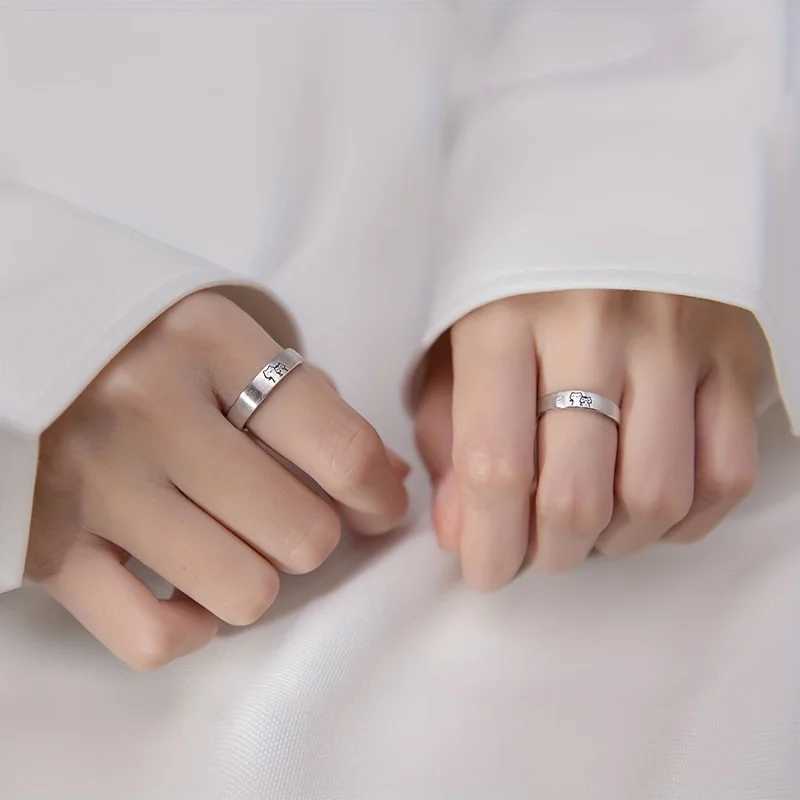 2Pcs Couple Rings Cute Kitten Adjustable Ring Fashion Simple Cat Jewelry Christmas Gift 2023 New In Trendy Simple AccessoriesX240921