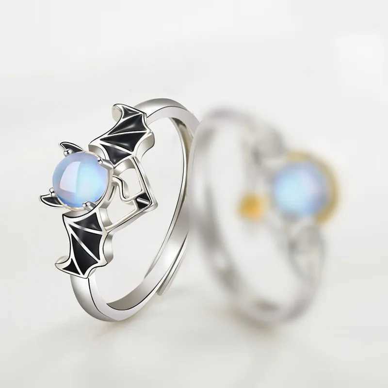 Gothic Punk Angel And Demon Devil Wings Couple Rings For Women Men Fashion Best Friend Wedding Engagement Ring Jewelry GiftsX240921
