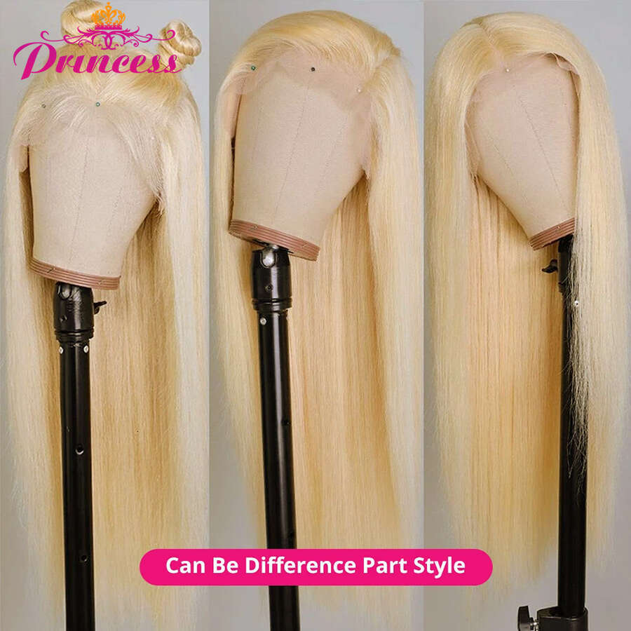 Princess 613 HD Frontal 13x4Transparent Blonde Lace Front Wig Pre Plucked Brazilian Straight Human Hair Wigs