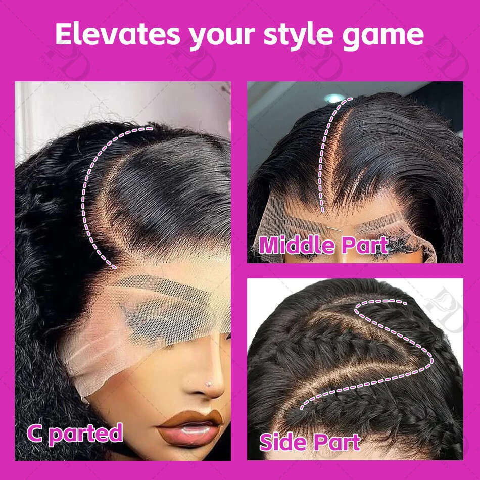 Pretty Diary Curly Wigs Human Hair Short Bob 13x4 Transparent Lace Front Deep Wave Glueless Ready To Wear 5x5 Closure Wig Precut