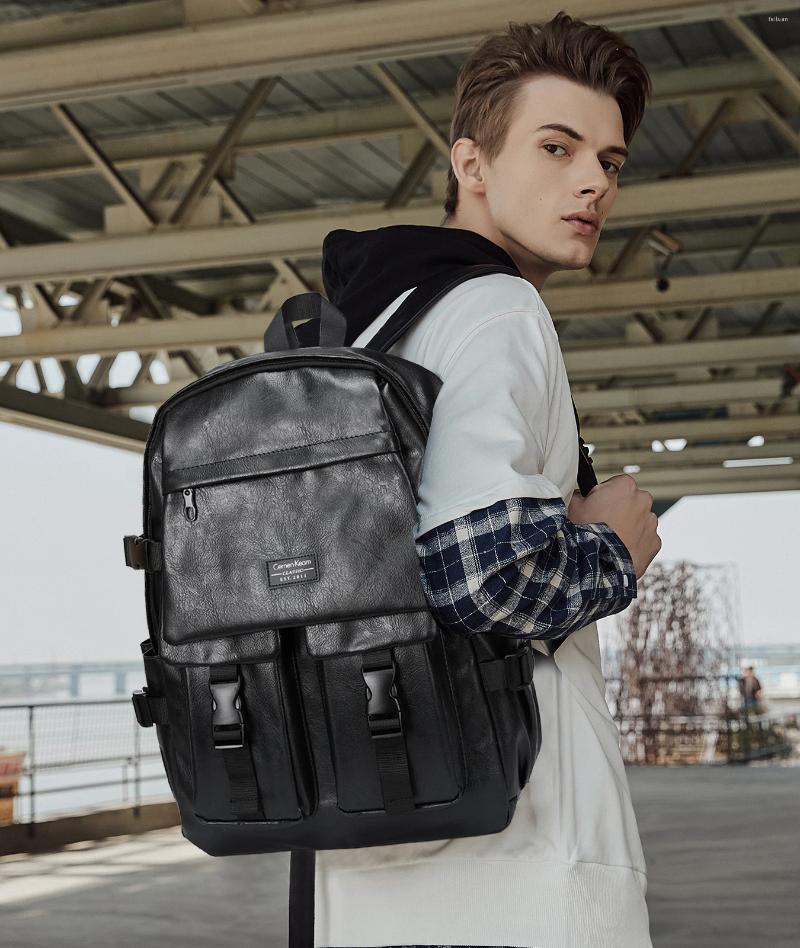 Backpack Leather For Men Ideal Business Waterproof Scratch-Resistant High Capacity Timeless Fit 15.6 Laptop