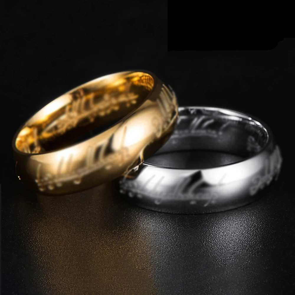 2024New Simple Stainless Steel Domineering Lord of the Ring Of Power 3D Carved Couple Rings Fashion Vintage Male Jewelry GiftsX240921