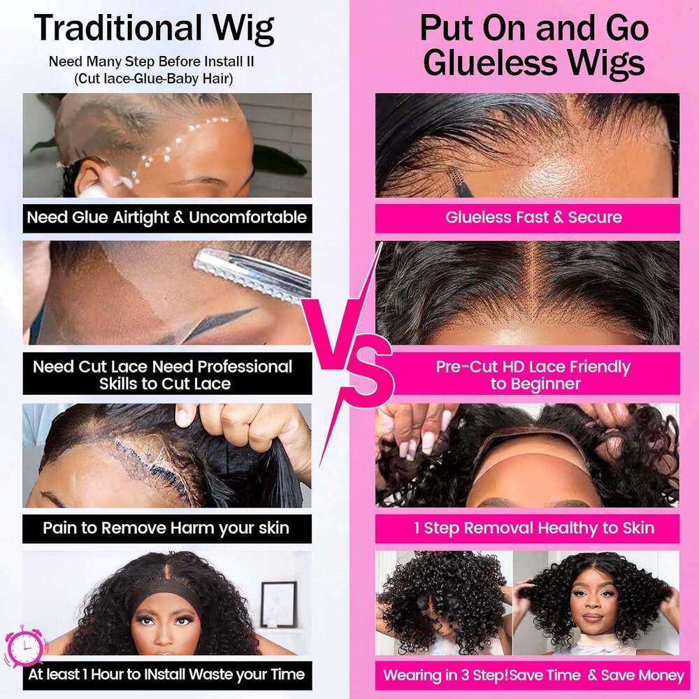 Glueless Kinky Bob Wig Human Ready To Wear Transprent 4x4 Lace Closure For Women Curly Wigs Peruvian Remy Hair