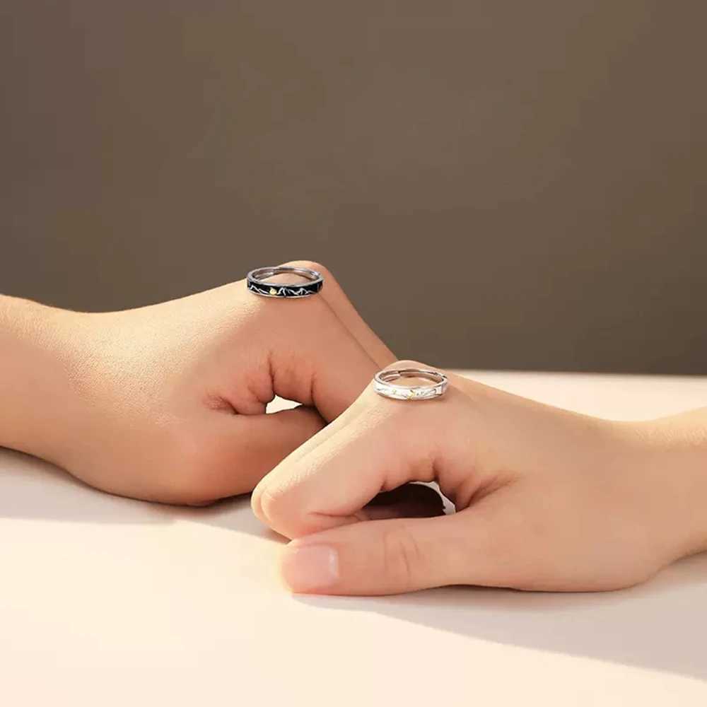 Fashion Sun and Moon Couple Ring Open Adjustable Ring For Woman Men Lover Anniversary Gifts JewelryX240921