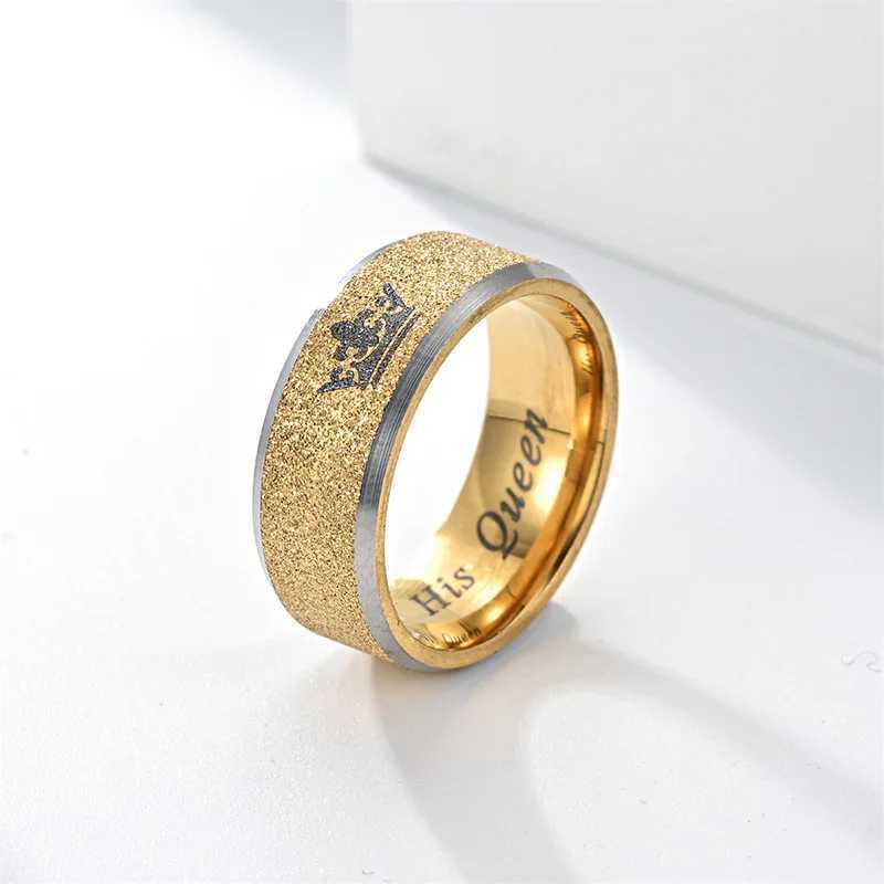 New Simple and Fashionable Pair Ring Her King His Queen Titanium Steel Couple RingX240921
