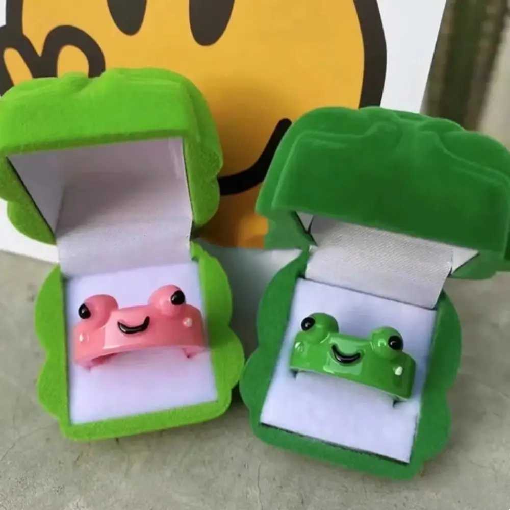 Cute Frog Rings Lover Polymer Clay Resin Acrylic Rings for Women Girls Couple Travel Ring Summer Fashion Animal Jewelry GiftX240921