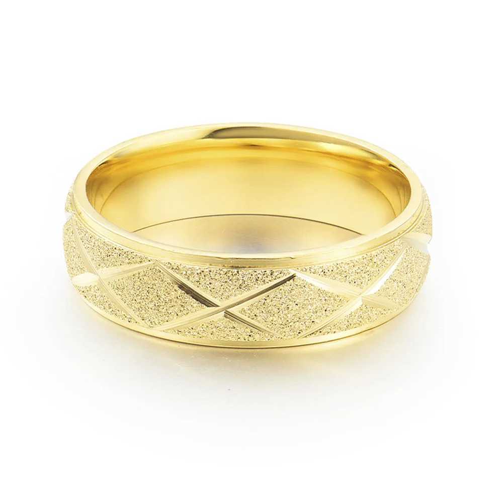 Lingge Striped Titanium Steel Couple Rings Fashion Light Luxury Frosted Rings Hand JewelryX240921