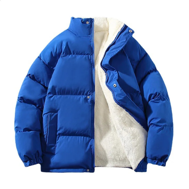 Winter cotton lined jacket mens hip-hop thick loose stand up collar Korean mens flannel lining corrugated jacket 240919