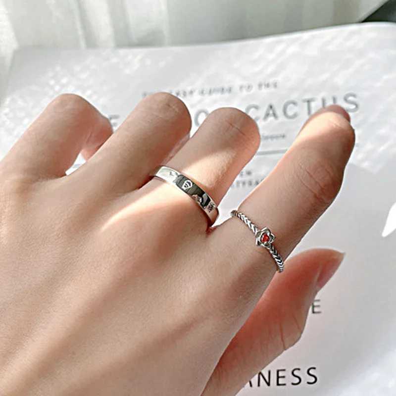 Little Prince and Rose Cartoon Couple Rings Unisex Cosplay Adjustable Opening Ring Set Jewelry Accessories GiftsX240921