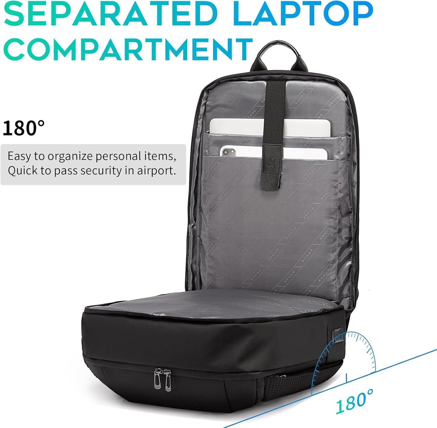 Men Laptop Fits 15.6 Inch Notebook, Business Work Backpack with USB3.0 Fast Charging Port