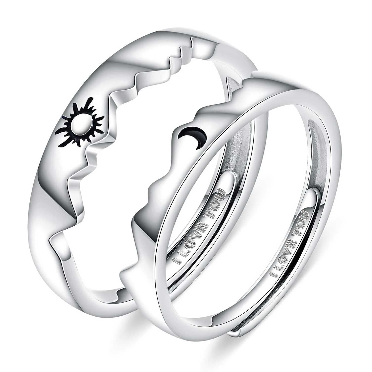Sun Moon 2in1 Irregular Match Couple Rings Opening Adjustable Ring Sterling Silver Wedding Ring Jewlery Lover Gift for FriendsX240921