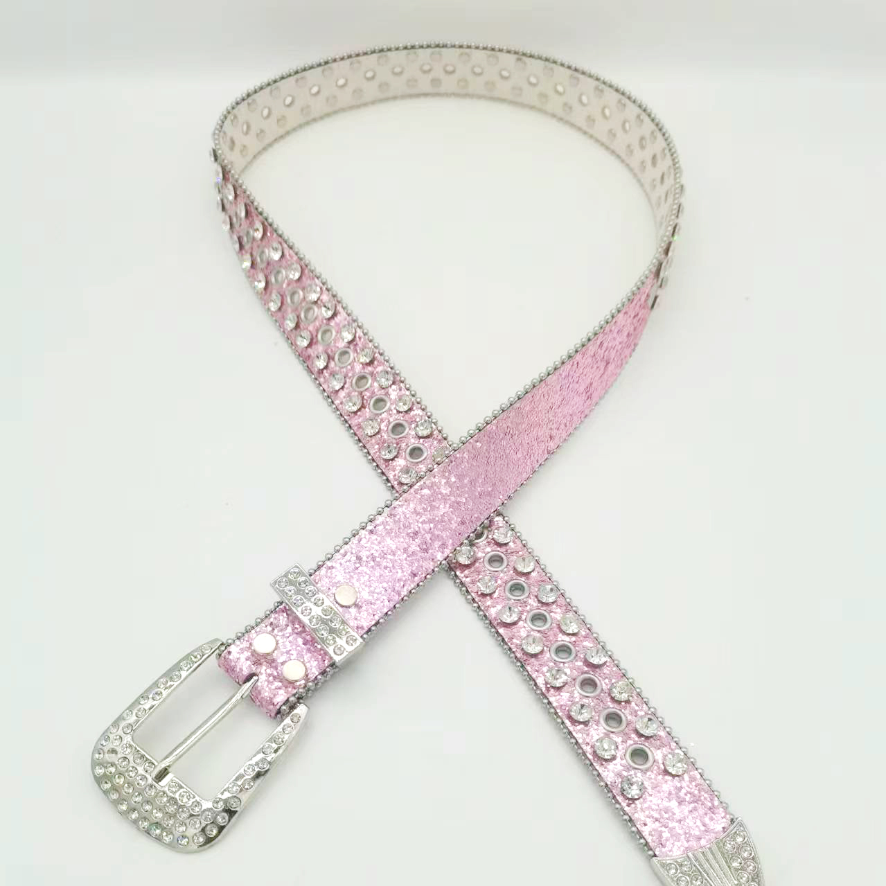 Luxury Rhinestone Designer Diamond Acrylic Crystal Shinny Fashion Unique Design Cowboy Leather Skull Belt For Lady