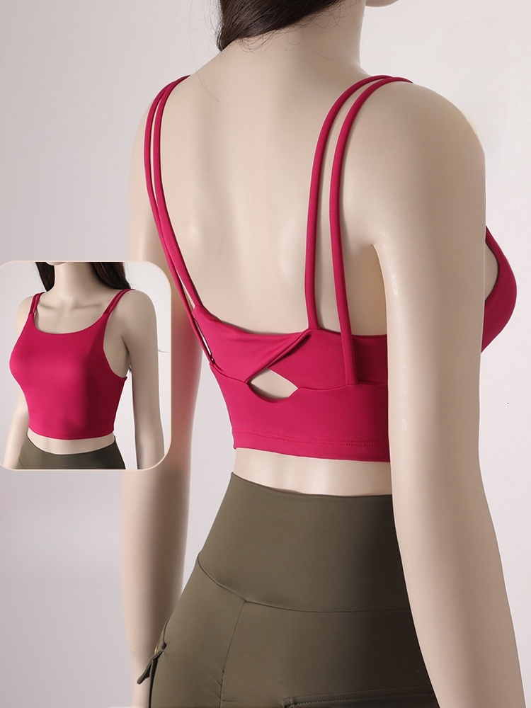 Sexy High-Strength Women's Sports Bras With Pads U-Neck Twisted Back Hollow Yoga Bra