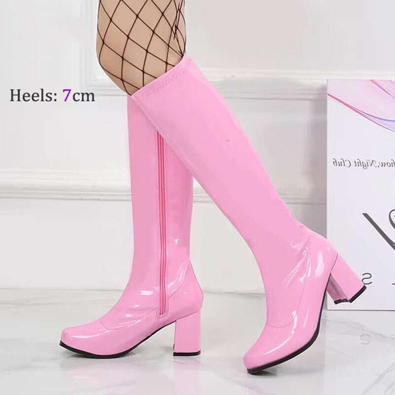Costumes Knee-High Boots 60s 70s Go Boot Retro1960s Ladies Women's Fancy Dress G Party Dance Gothic Shoes Large Size 36-46