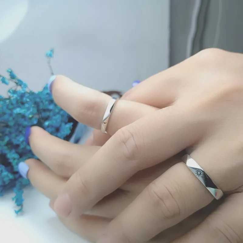 2 Pcs Sun Moon Lover Couple Rings Simple Opening Ring For Couple Men Women Wedding Engagement Promise Valentines Day JewelryX240921