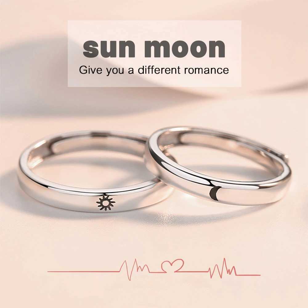 Sun Moon 2in1 Irregular Match Couple Rings Opening Adjustable Ring Sterling Silver Wedding Ring Jewlery Lover Gift for FriendsX240921