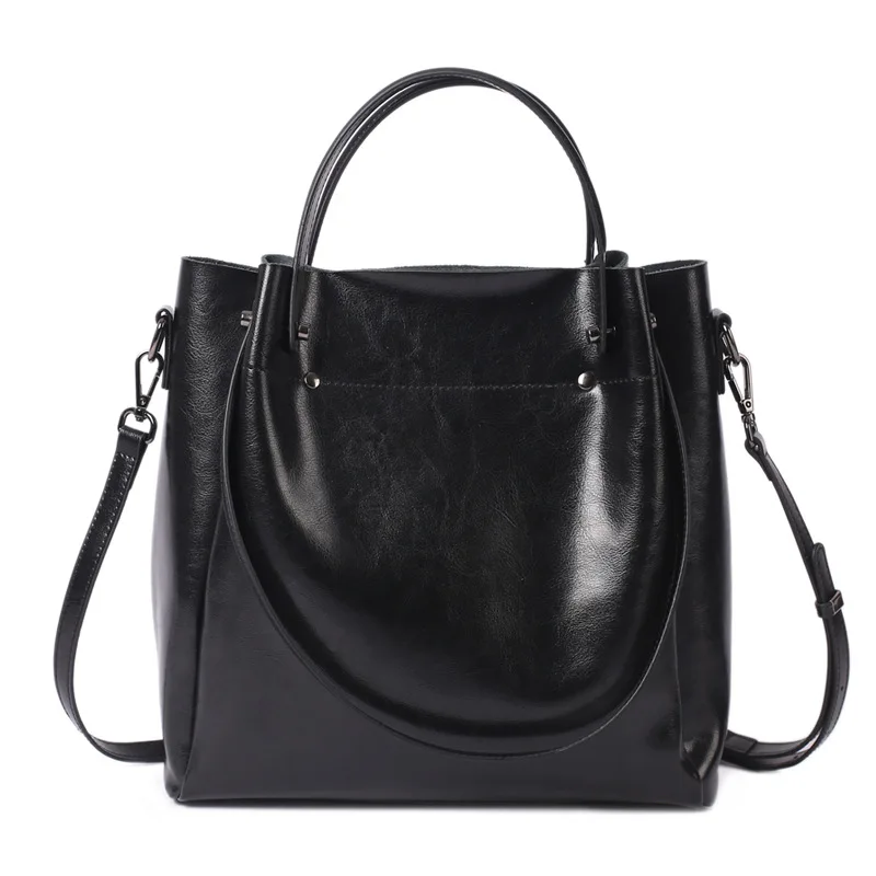Designer Genuine Leather Tote Bag for Women TLXT Large Capacity High Quality Cowhide Women's Shoulder Bags Wrinkled Opening Fashion Handbag Desig