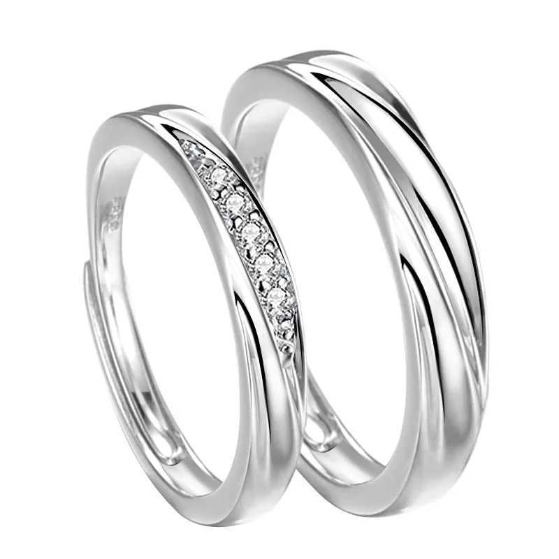 New Trendy Luxury Couple Rings for Women Men Dazzling Square Zirconia Delicate Ring Wedding Valentines Day Romantic JewelryX240921