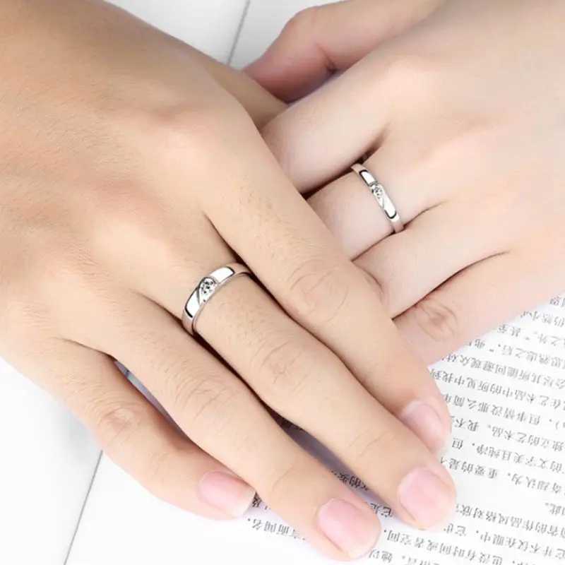 His and Her Heart Couple Rings Adjustable Lover Rings Engagement Wedding Rings Band Friendship Matching Rings GiftX240921