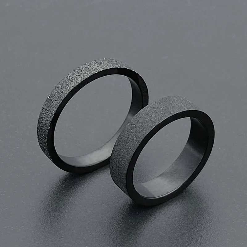 Simple 3mm 5mm Woman Mens Couple Black Titanium Ring Matte Finished Finger Ring Jewelry for Male Wedding Bands GiftX240921