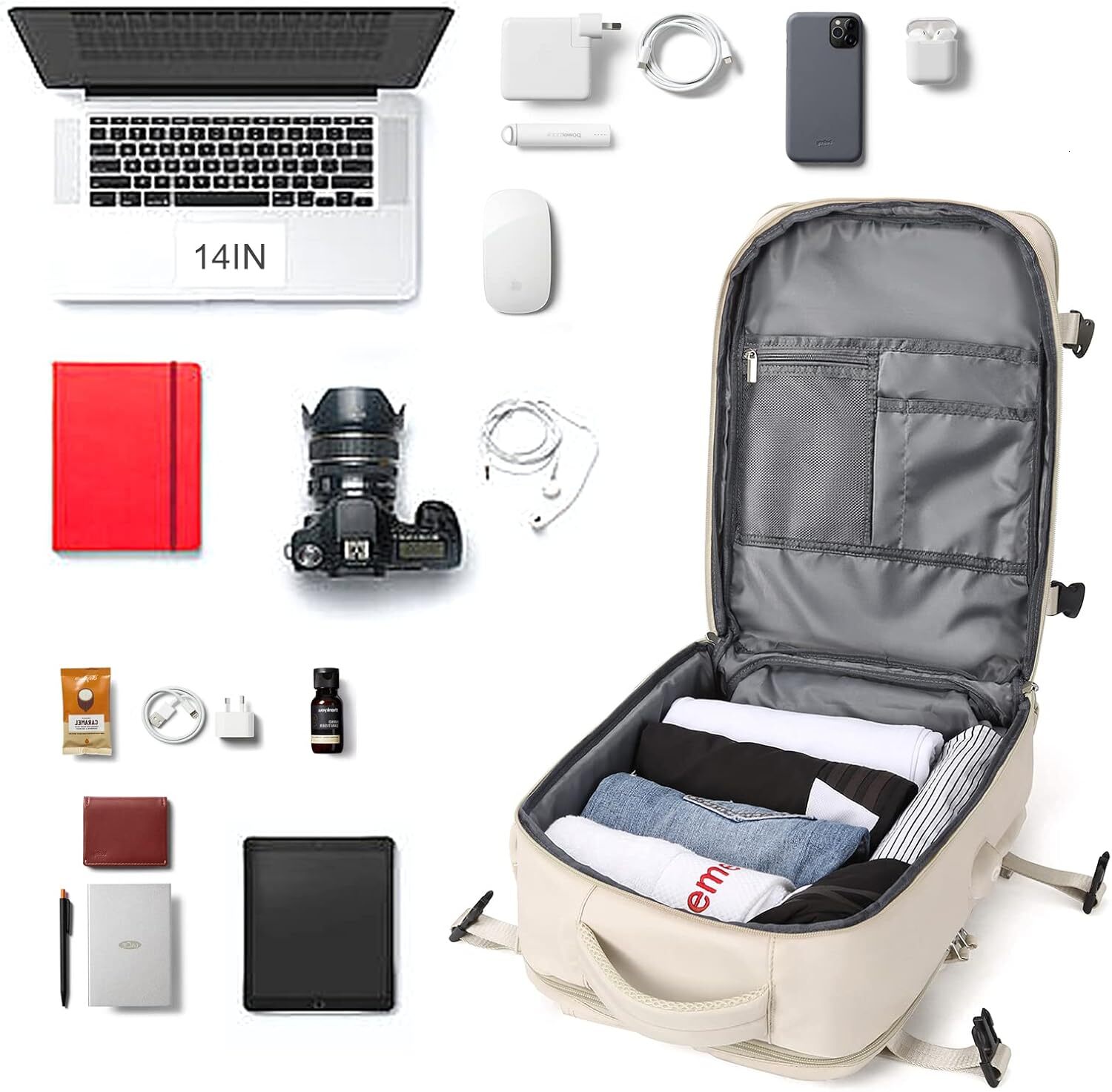 Carry On Backpack,Large Hiking, Waterproof Outdoor Sports Rucack Casual Daypack Fit 15.6 Inch Laptop Backpack College